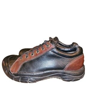 KEEN Austin Mens 11 Leather Black Brown Lace Up Casual Walking Shoes